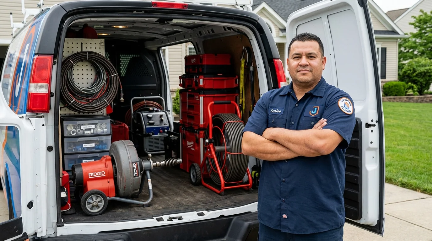 Professional drain cleaning equipment and Johns Plumbing LLC plumber in Clearwater